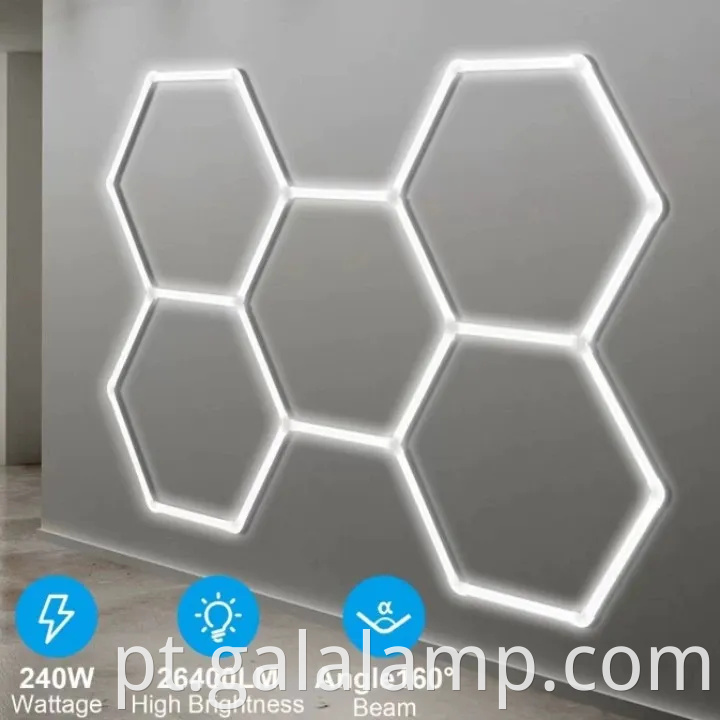 Sistema de grade de iluminação de garagem LED hexagonal para iluminação superior